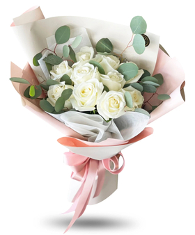 Japan Flower Delivery Tokyo – 12 White Roses Bouquet