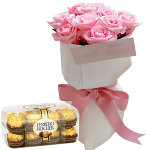 Florist Tokyo | Pink Roses with 16 Ferrero Rocher