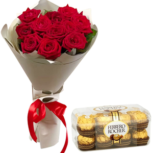 Tokyo Flower Shop - 12 Red Roses & 16 Ferrero