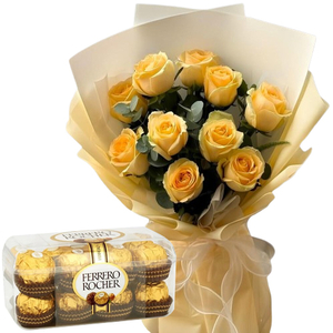12 Yellow Roses & 16 Ferrero Delivery Tokyo