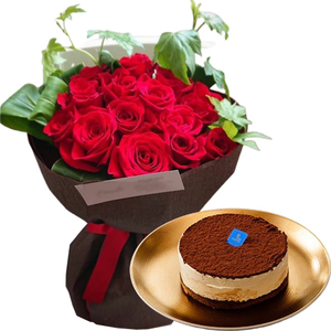 Florist in Tokyo Japan – Roses & Coffee Tiramisu Cake